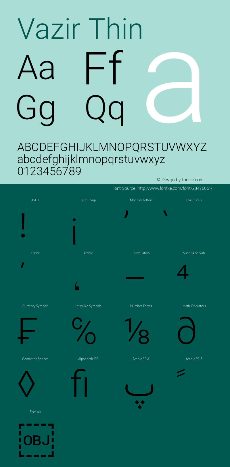 Vazir Thin Version 19.1.0 Font Sample