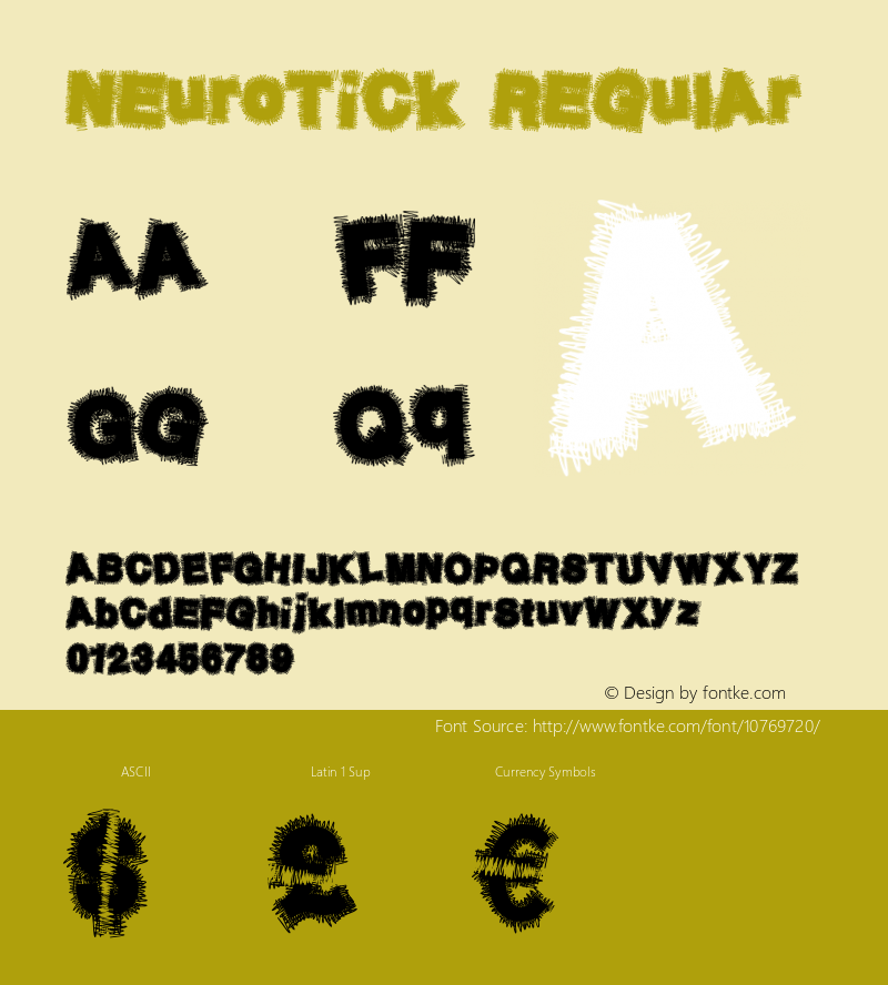 NeuroTick Regular Version 1.00 August 10, 2014, initial release Font Sample