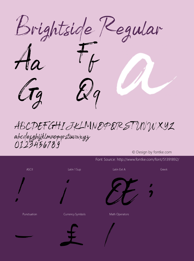 Brightside Version 1.00;November 13, 2019;FontCreator 12.0.0.2547 64-bit Font Sample