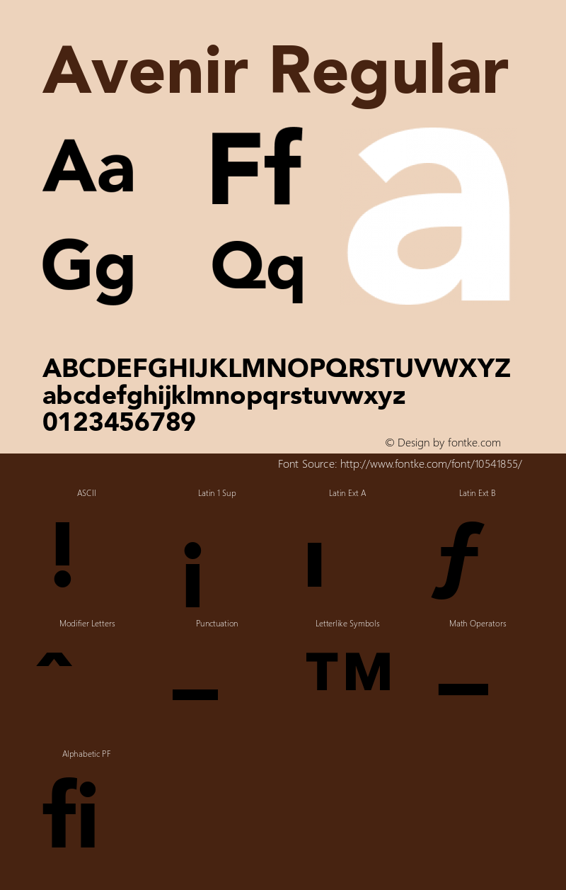 Avenir Regular 001.000 Font Sample