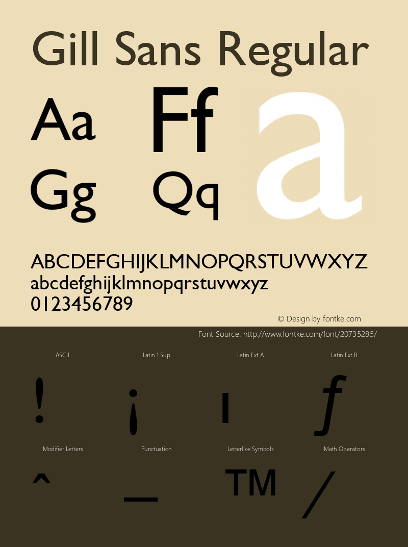 Gill Sans 1.0 Thu Dec 27 14:15:38 2001 Font Sample