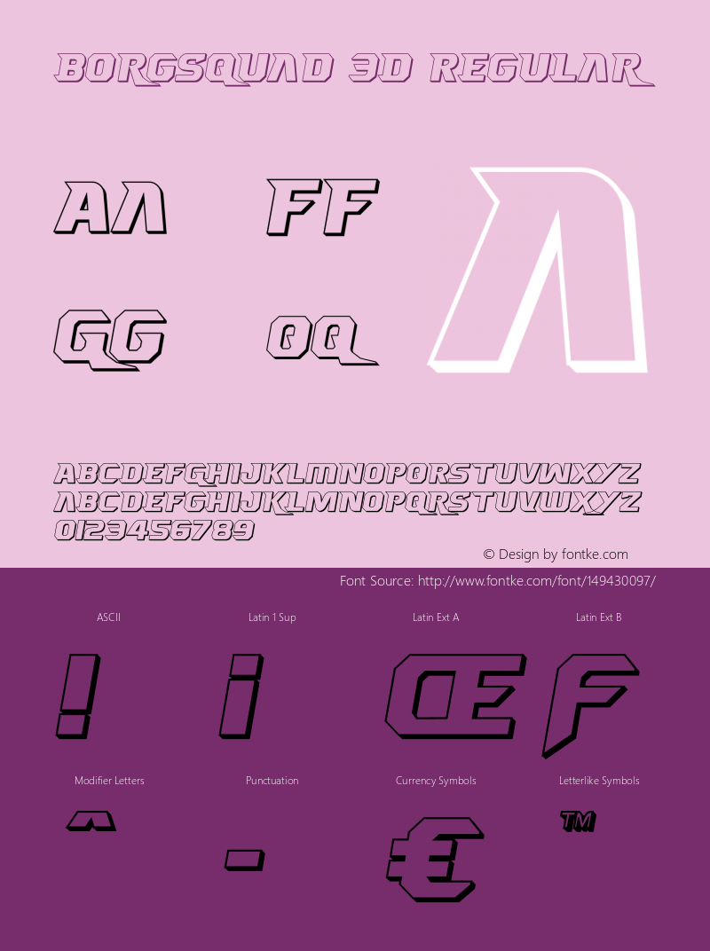 Borgsquad 3D Version 1.1; 2019 Font Sample