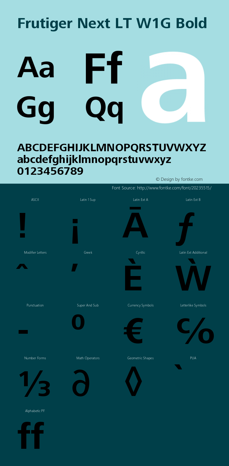 FrutigerNextLTW1G-Bold Version 1.00 Font Sample