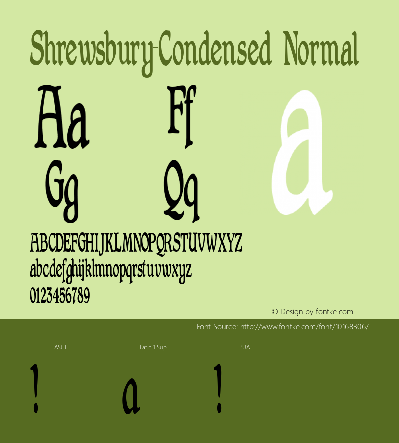 Shrewsbury-Condensed Normal Version 1.00 Font Sample