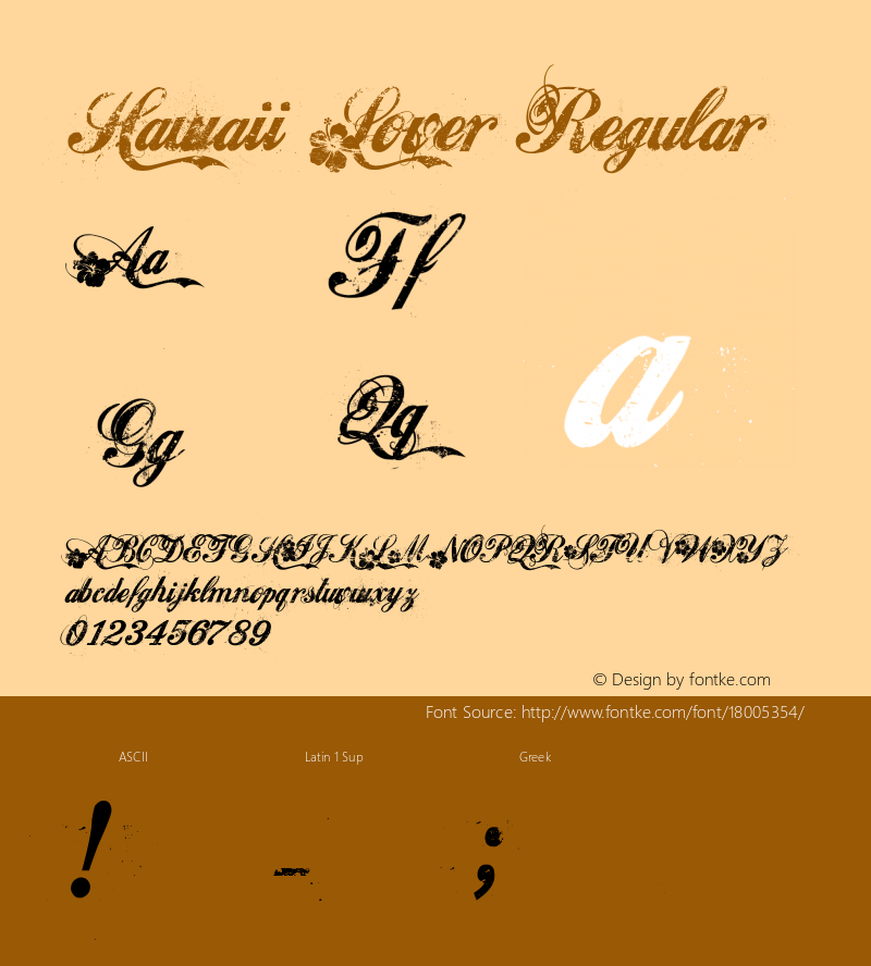 Hawaii Lover Regular Version 1.00 April 11, 2009, initial release Font Sample