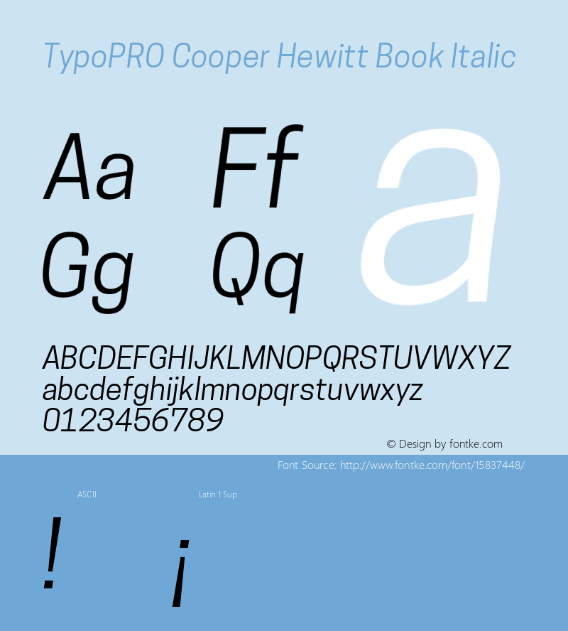 TypoPRO Cooper Hewitt Book Italic 1.000 Font Sample