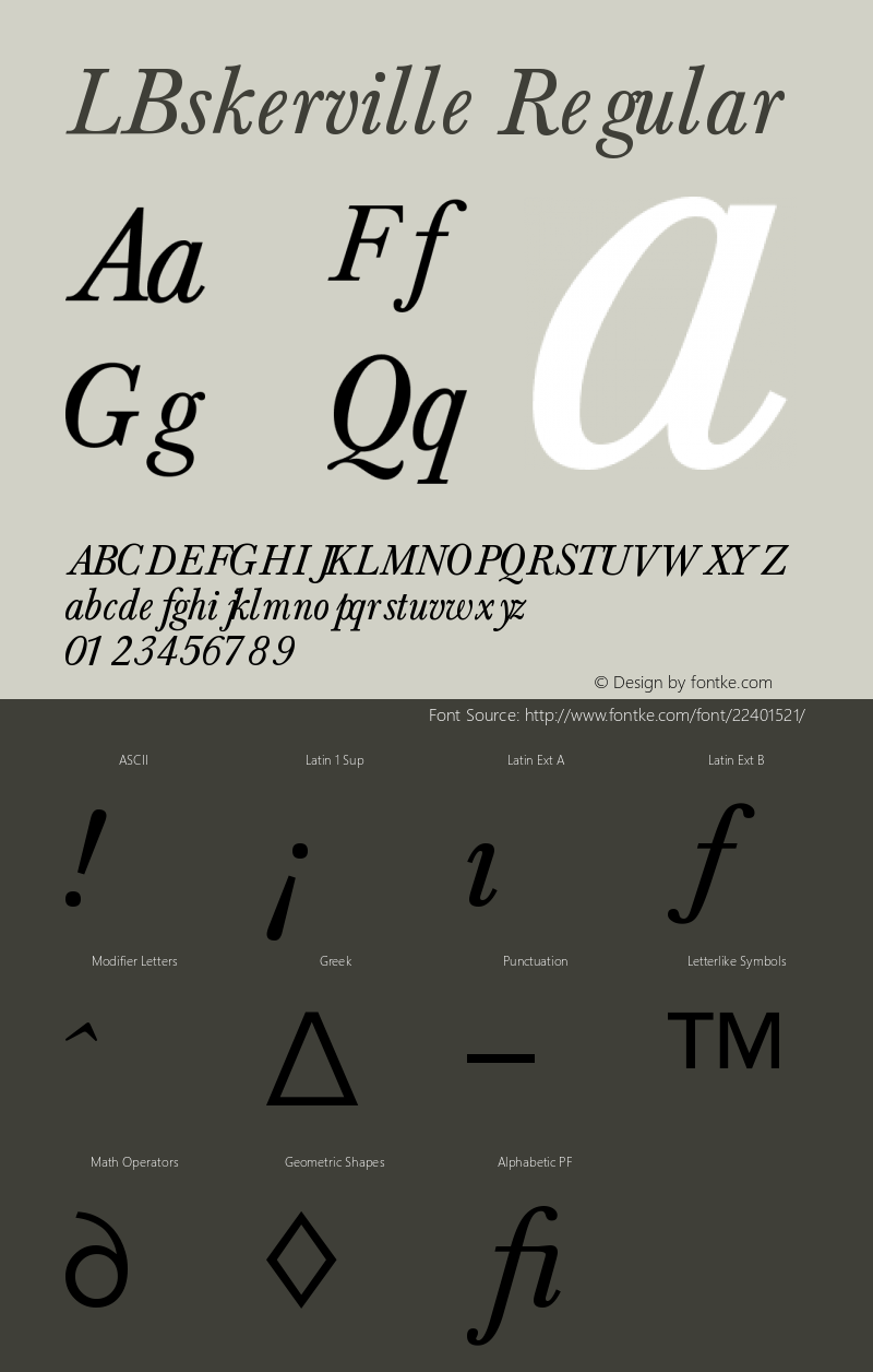 LBskerville-Itlic 4.0 Font Sample