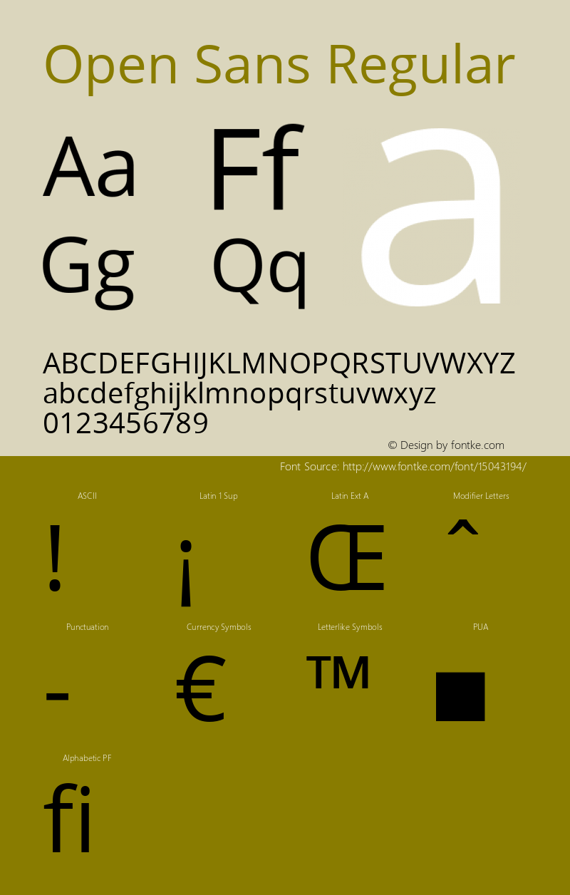 Open Sans Regular Version 1.10 Font Sample