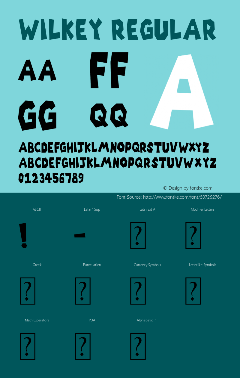 Wilkey Version 1.00;December 21, 2019;FontCreator 11.5.0.2422 64-bit Font Sample