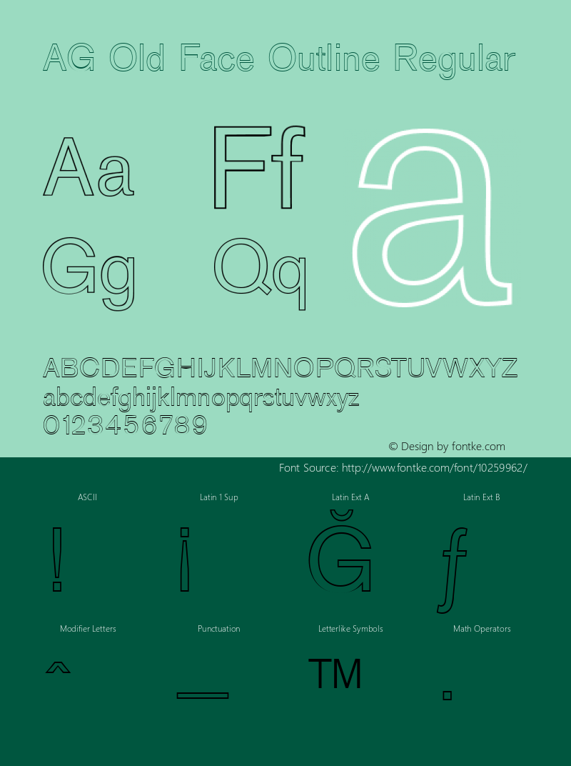 AG Old Face Outline Regular 001.000 Font Sample