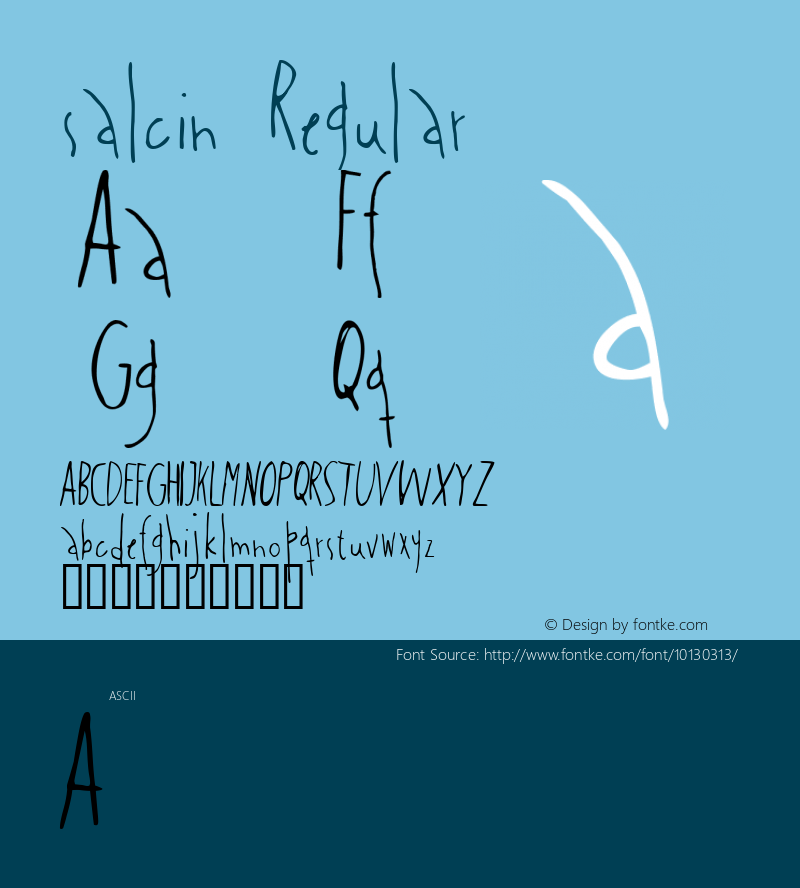 salcin Regular Macromedia Fontographer 4.1 19/01/1999 Font Sample