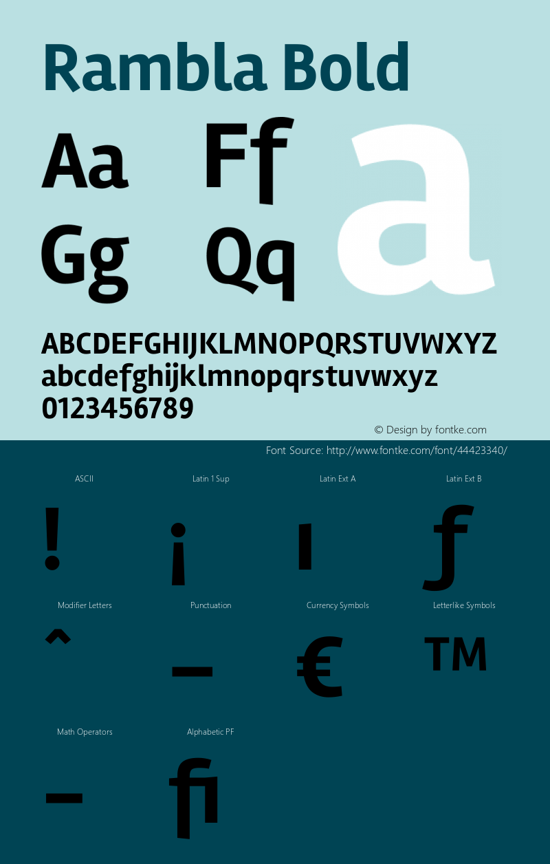 Rambla Bold Version 1.001 Font Sample