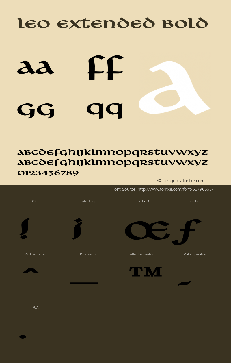 LeoExtendedBold Altsys Fontographer 4.1 1/8/95 {DfLp-URBC-66E7-7FBL-FXFA} Font Sample