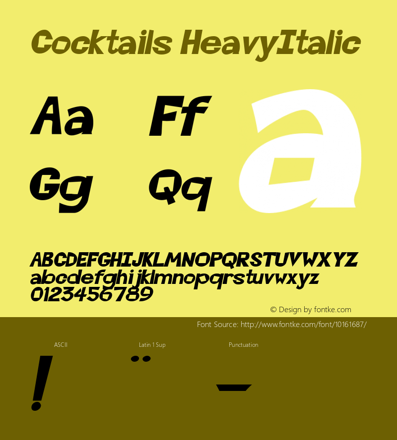 Cocktails HeavyItalic Rev. 003.000 Font Sample