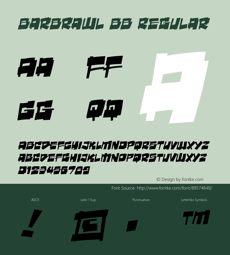 BarBrawl BB W05 Italic Version 4.10 Font Sample