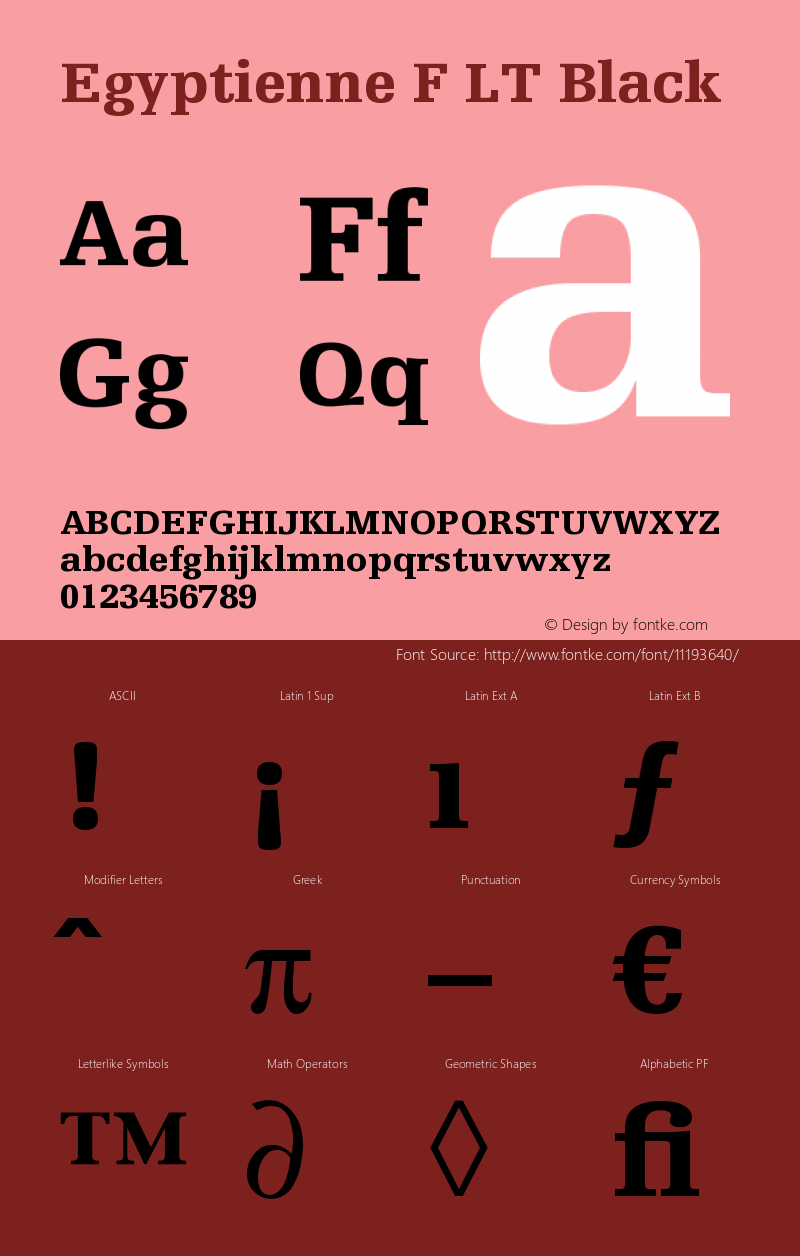 Egyptienne F LT Black Version 006.000 Font Sample