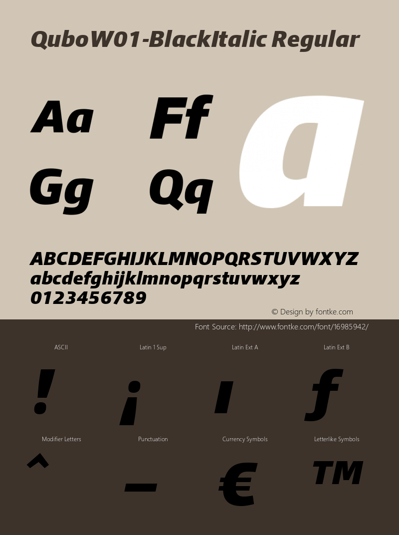 QuboW01-BlackItalic Regular Version 1.00 Font Sample