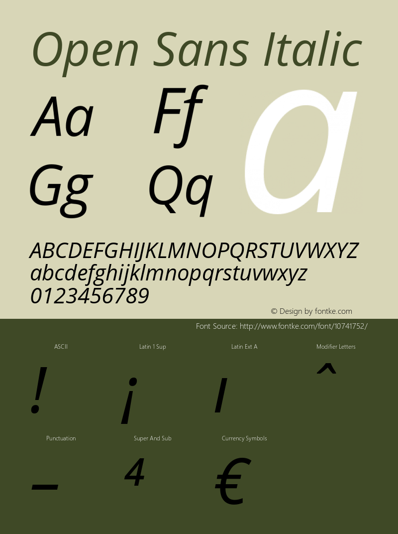 Open Sans Italic Version 1.10 Font Sample