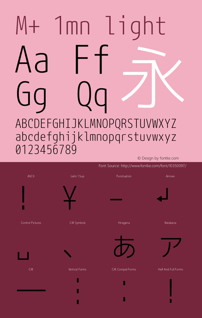 M+ 1mn light Version 1.020 Font Sample