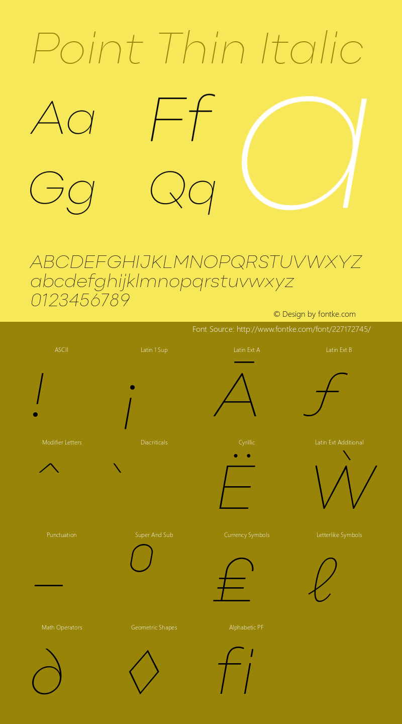 Point Thin Italic Version 1.000;PS 001.000;hotconv 1.0.88;makeotf.lib2.5.64775图片样张