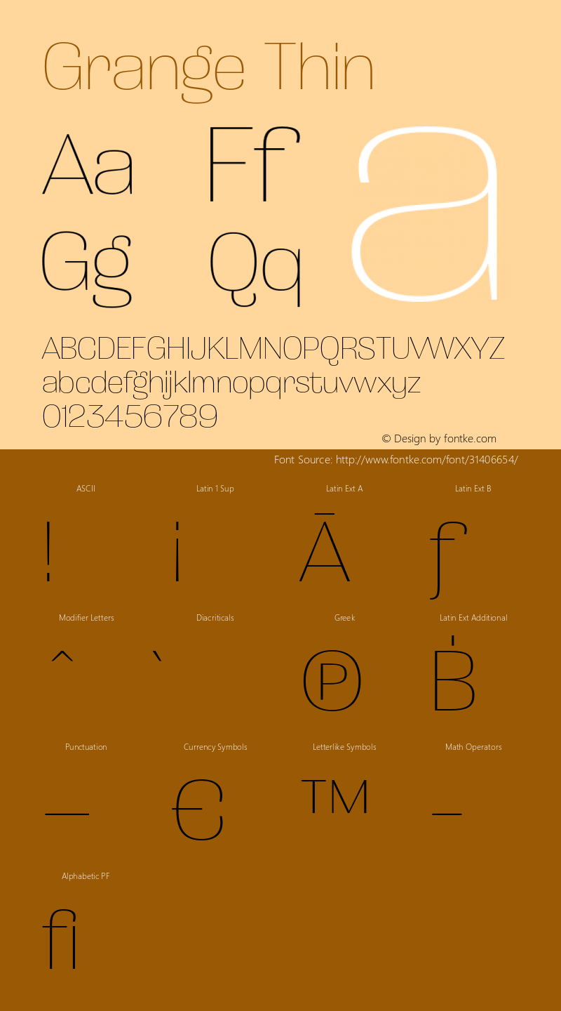 Grange Thin Version 1.000;PS 001.000;hotconv 1.0.88;makeotf.lib2.5.64775 Font Sample