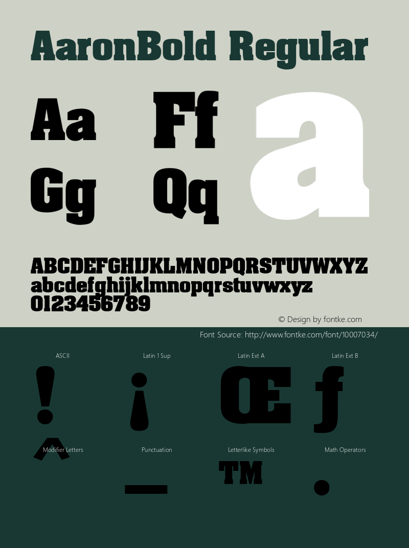 AaronBold Regular Unknown Font Sample