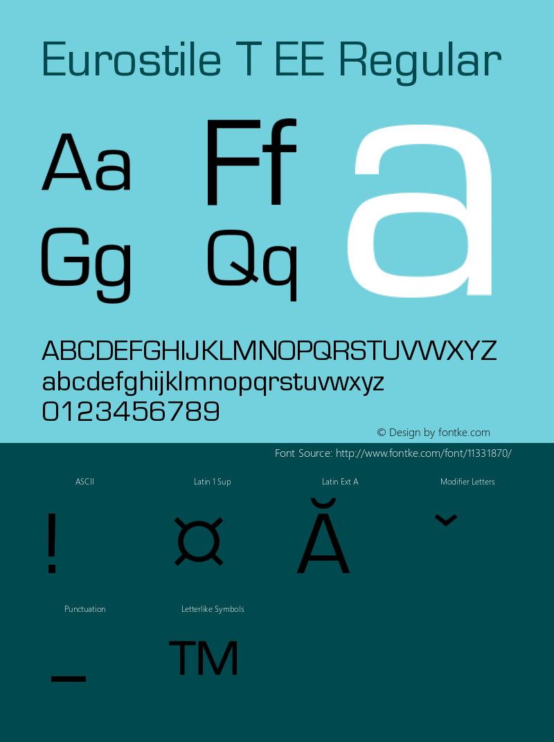 Eurostile T EE Regular Version 001.004 Font Sample