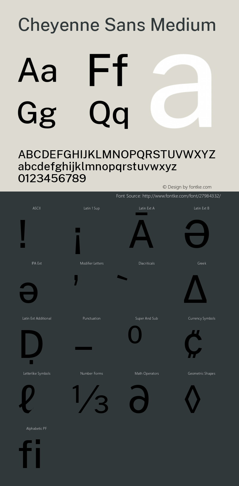 Cheyenne Sans Medium Version 1.000; ttfautohint (v1.8.2) Font Sample