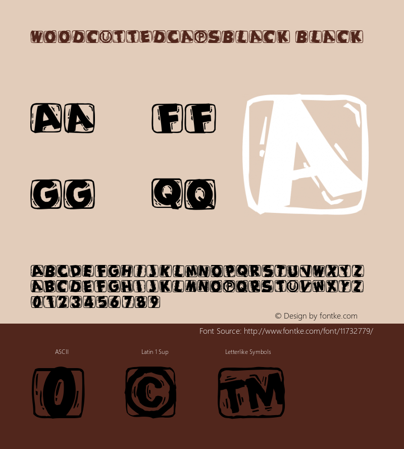 WoodcuttedCapsBlack Black Version 1.0 11-04-2002 Font Sample