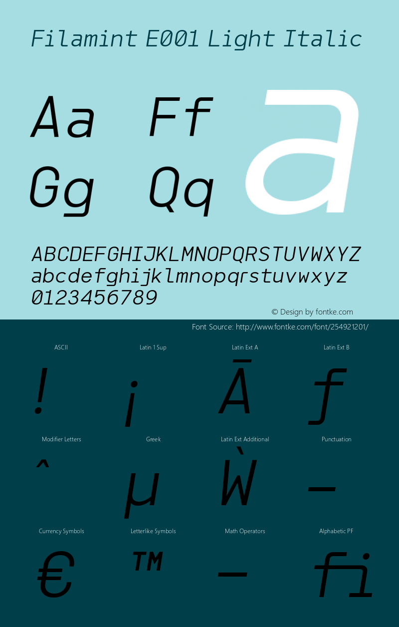 FilamintE001-LightItalic Version 1.000图片样张