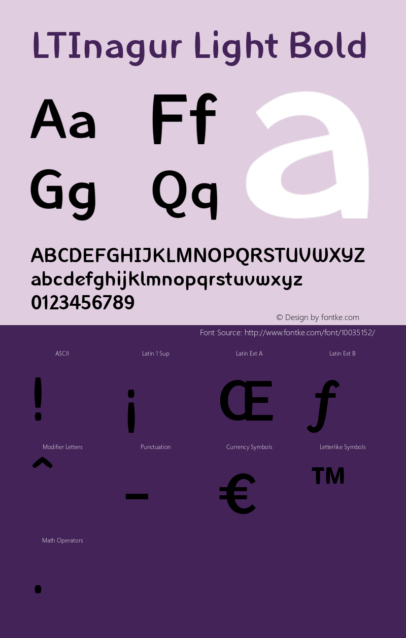 LTInagur Light Bold Version 1.0; 456; initial release Font Sample