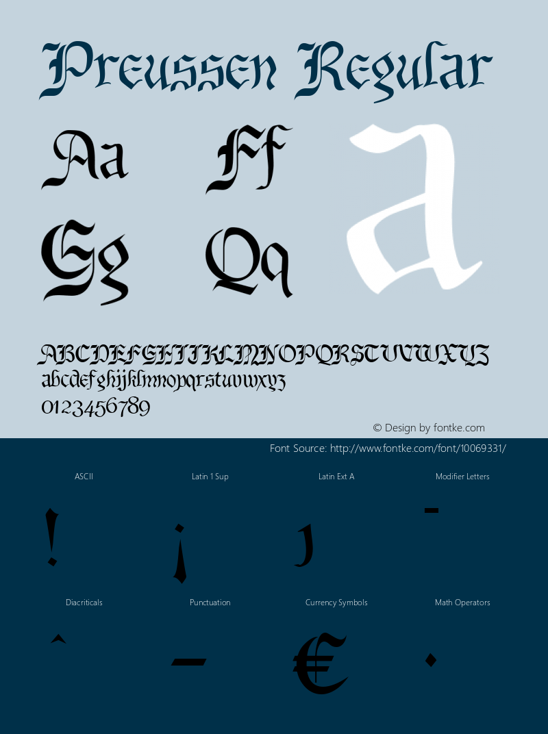 Preussen Regular Brendel            :10.12.1994 Font Sample