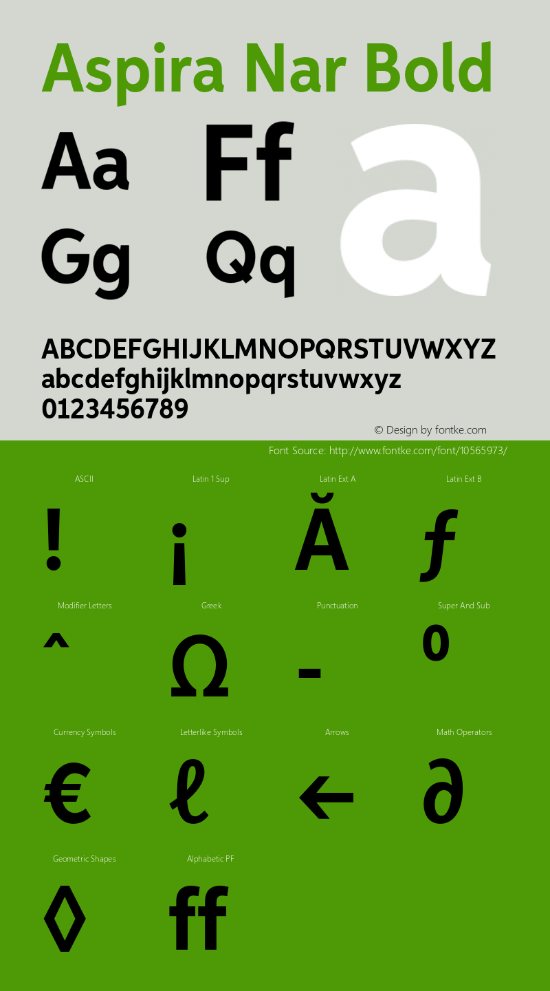 Aspira Nar Bold Version 1.05          UltraPrecision Font Font Sample