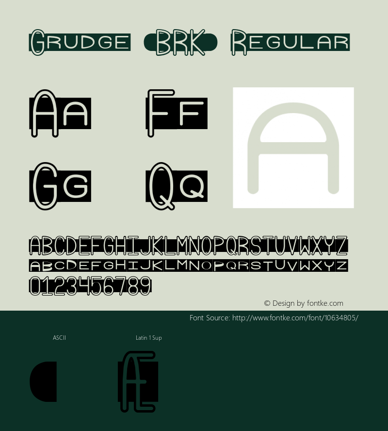 Grudge (BRK) Regular Version 2.01 Font Sample