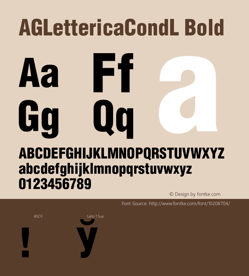 AGLettericaCondL Bold 001.000 Font Sample