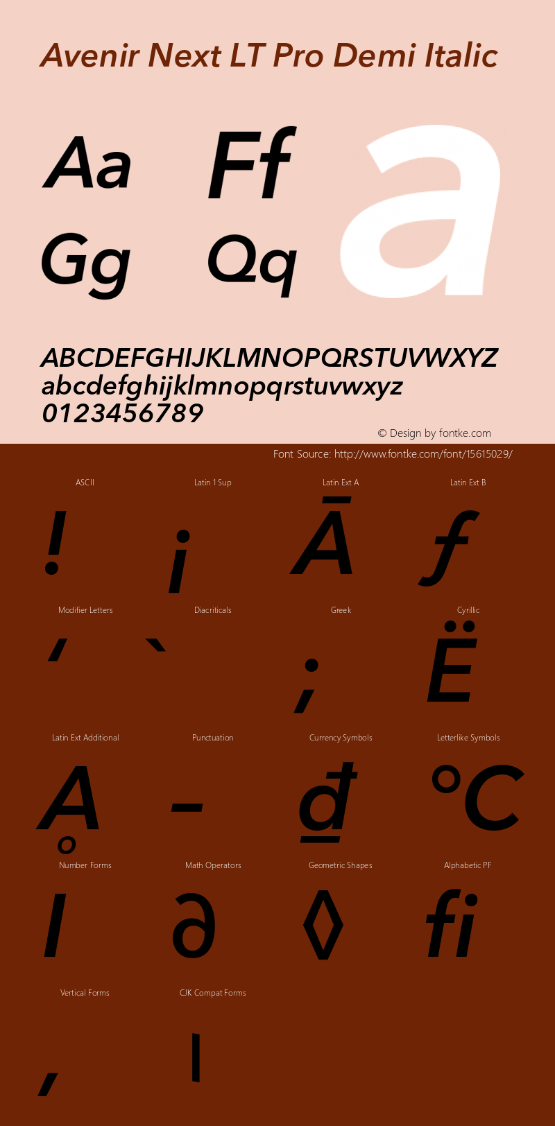 Avenir Next LT Pro Demi Italic Version 1.000;PS 001.001;hotconv 1.0.56 Font Sample