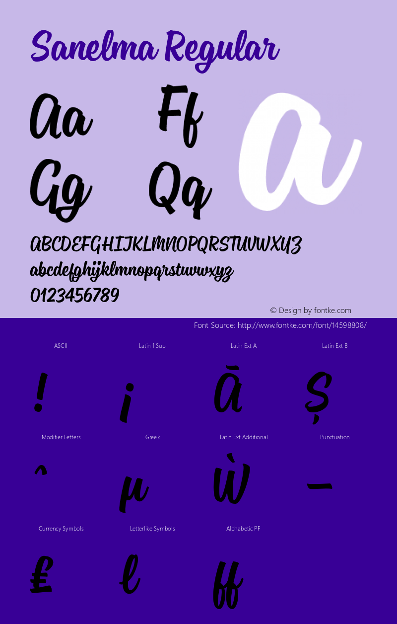 Sanelma Regular Version 1.000 2014 initial release Font Sample