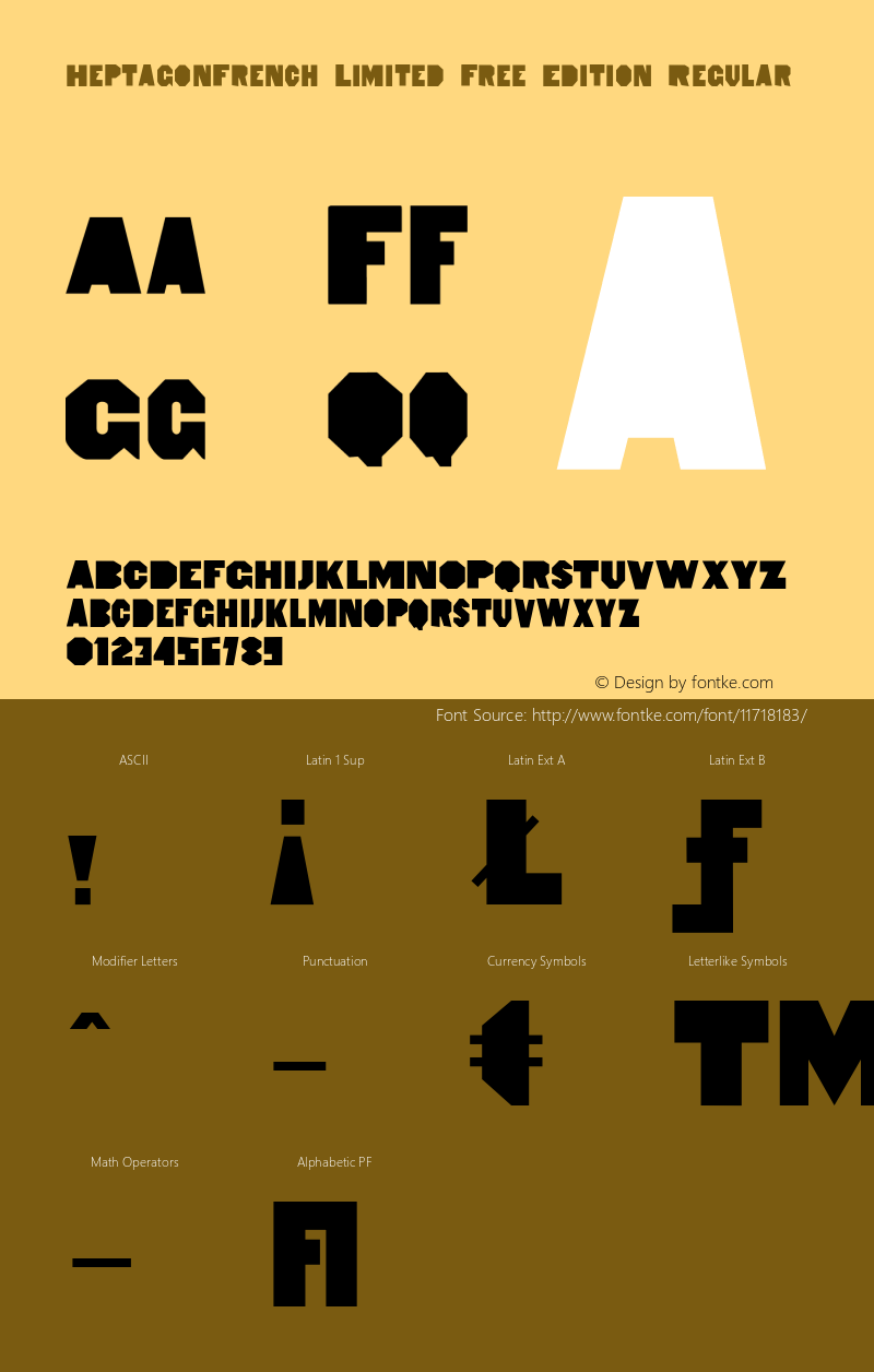 HeptagonFrench Limited Free Edition Regular Version 1.000 2011 initial release Font Sample