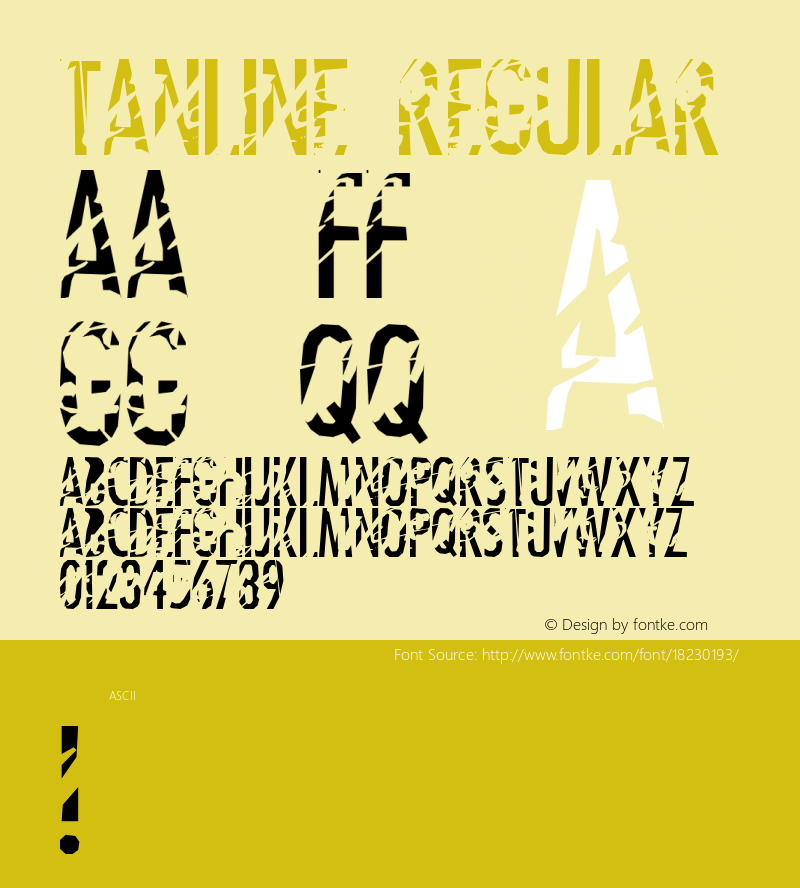 Tanline Regular Altsys Fontographer 4.1 9/17/97 Font Sample