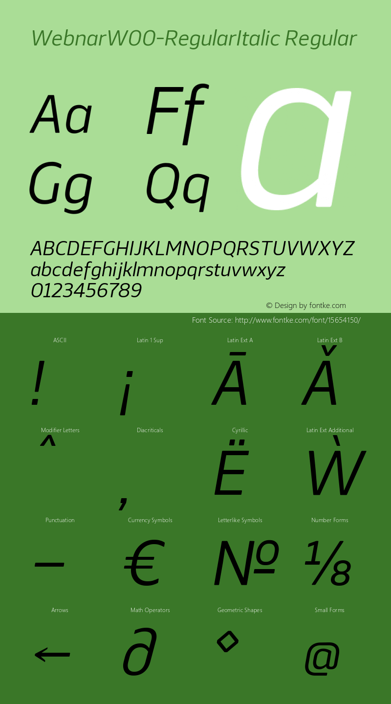 WebnarW00-RegularItalic Regular Version 1.00 Font Sample