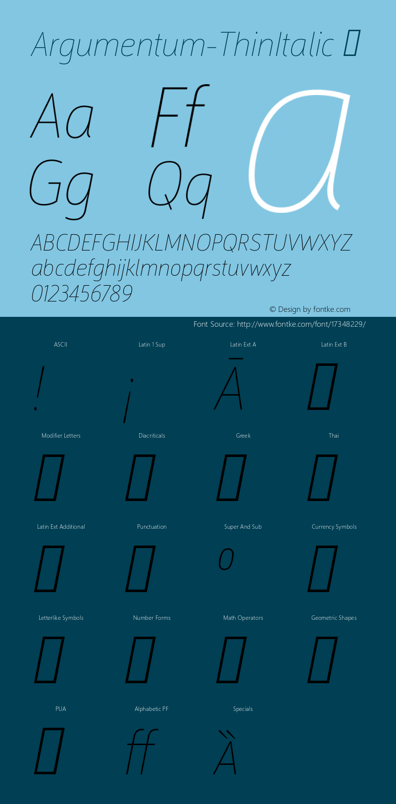 Argumentum-ThinItalic ☞ Version 2.000;com.myfonts.kostic.argumentum.thin-italic.wfkit2.hzTg Font Sample