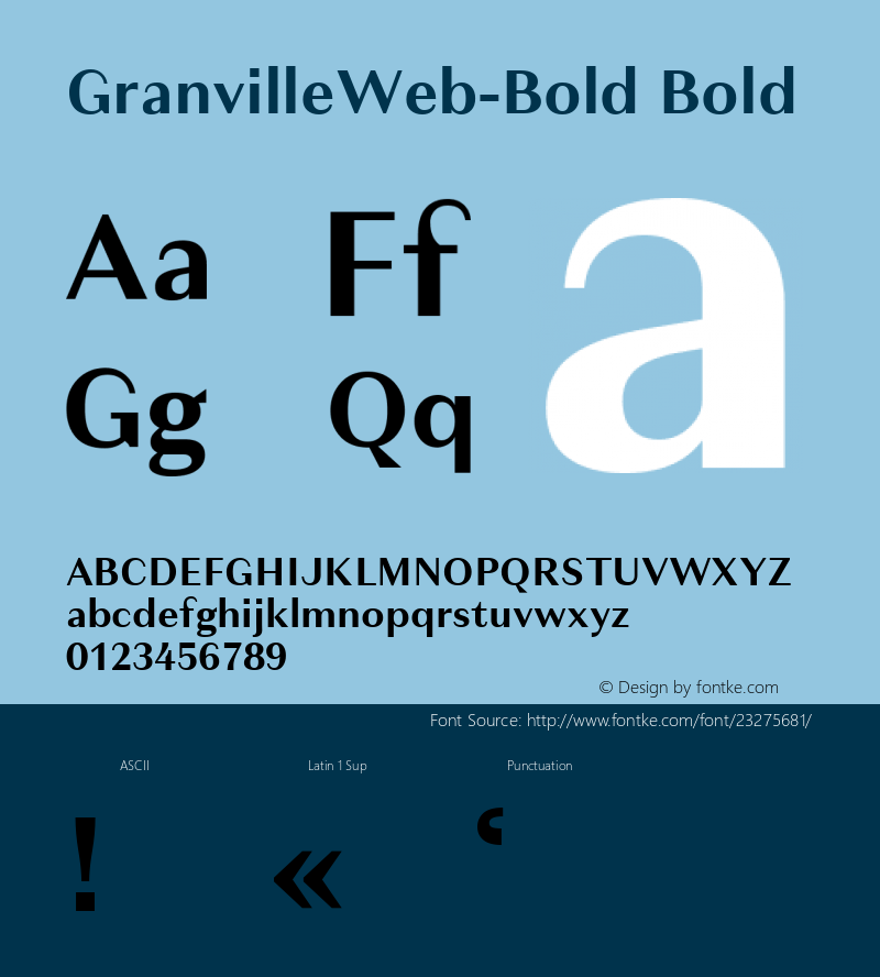 GranvilleWeb-Bold Version 1.002;PS 1.2;hotconv 1.0.72;makeotf.lib2.5.5900 Font Sample