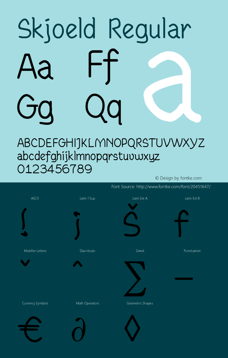 Skjoeld Brendel            :27.04.1995 Font Sample