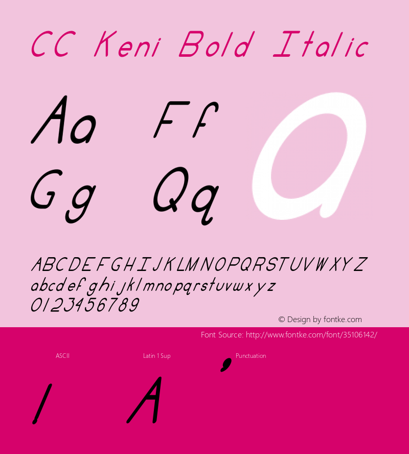 CC Keni Bold Italic Version 1.002;Fontself Maker 3.1.2 Font Sample