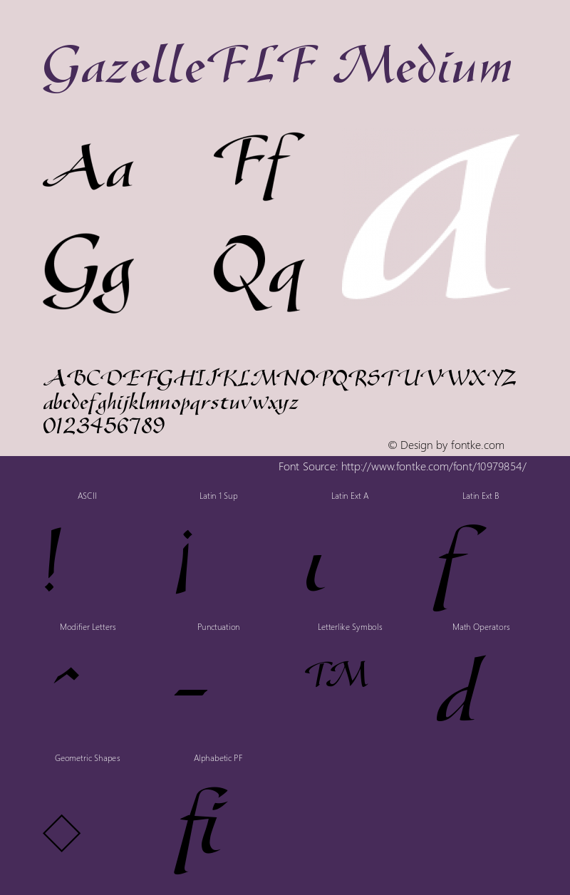 GazelleFLF Medium Version 001.000 Font Sample