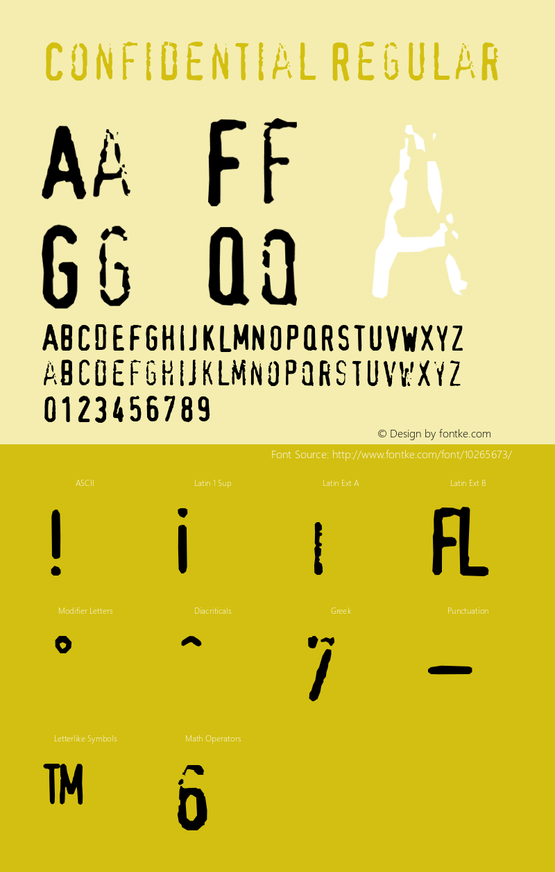 Confidential Regular Altsys Metamorphosis:18.08.1999 Font Sample