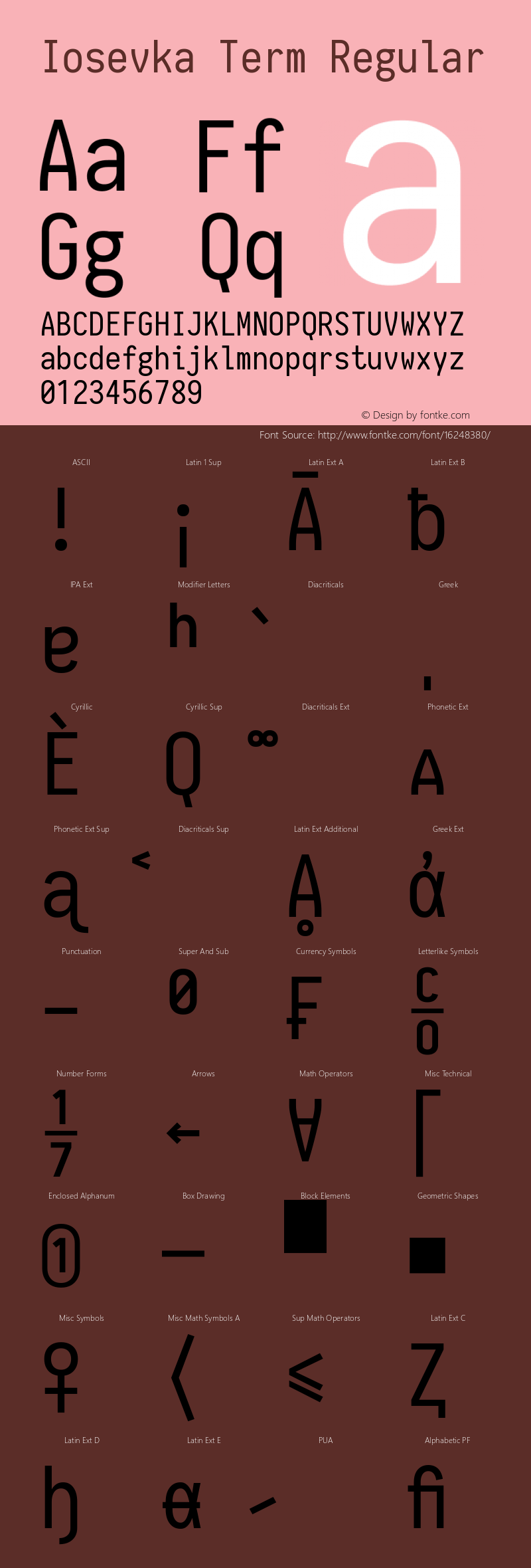 Iosevka Term Regular 1.8.3; ttfautohint (v1.5) Font Sample