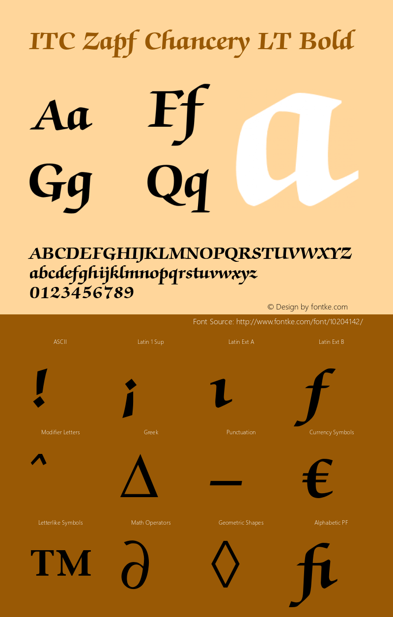 ITC Zapf Chancery LT Bold 006.000 Font Sample