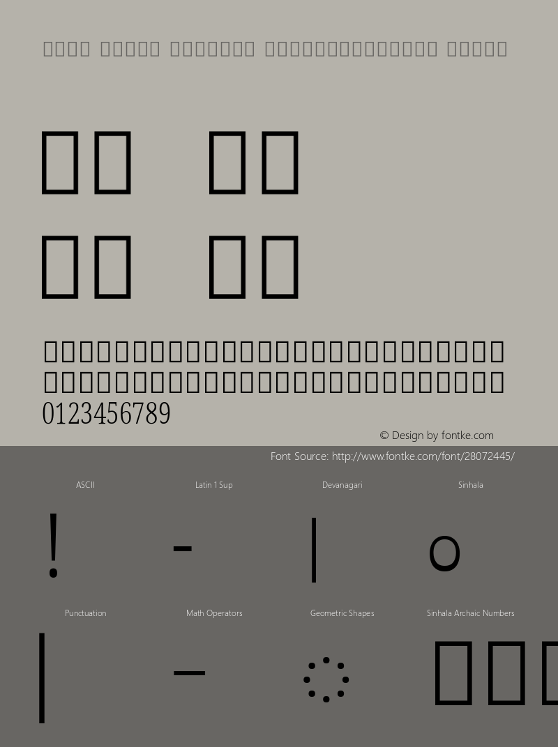 Noto Serif Sinhala ExtraCondensed Light Version 2.001; ttfautohint (v1.8.2) Font Sample