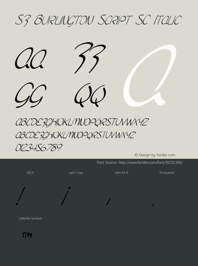 SF Burlington Script SC Italic Version 1.1 Font Sample